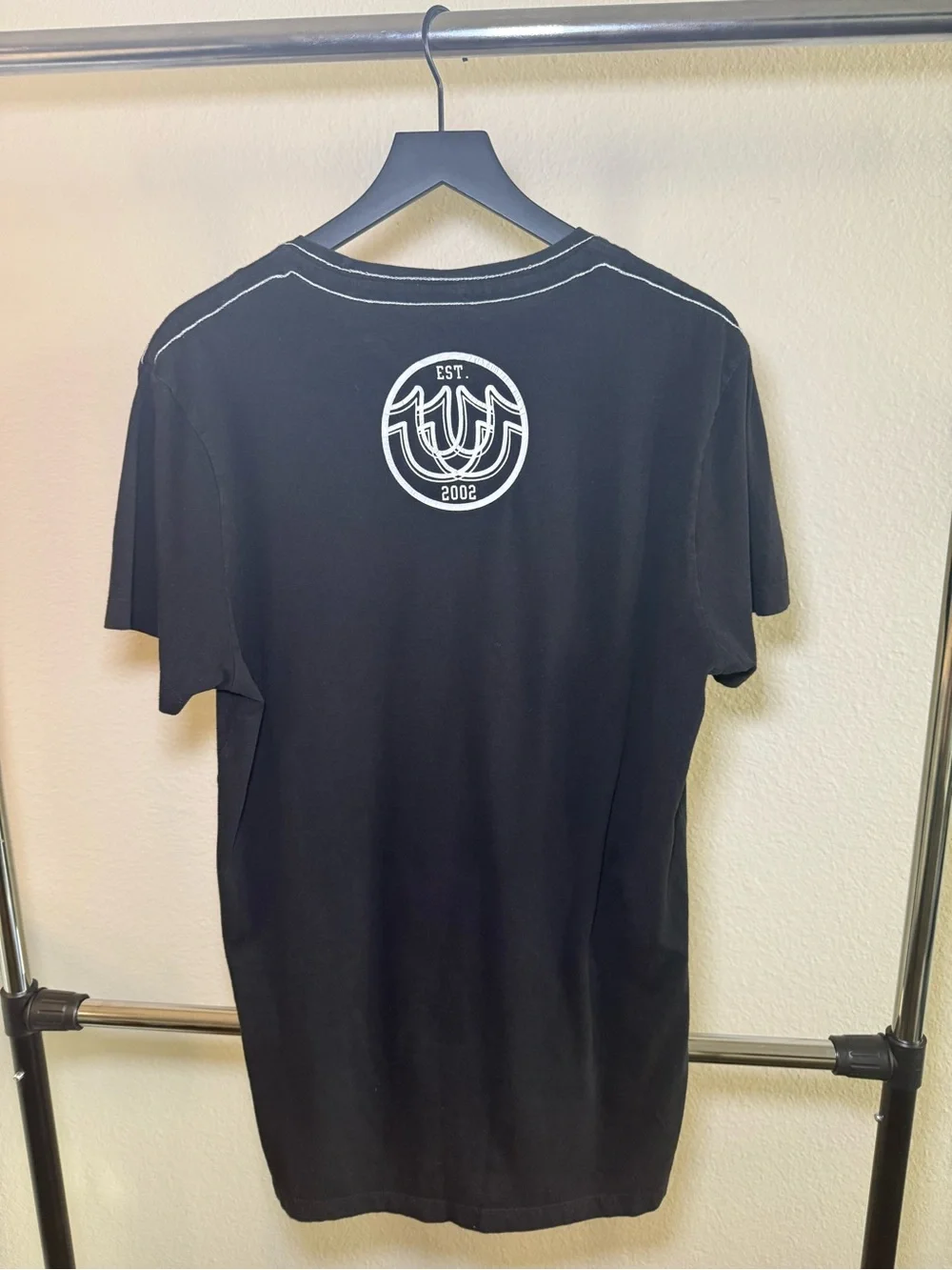 True Religion Black Tee with Red and Navy Graphic Panels